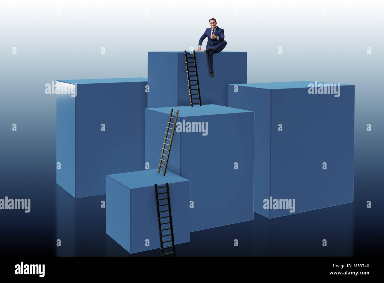 Businessman climbing blocks in challenge business concept Stock Photo