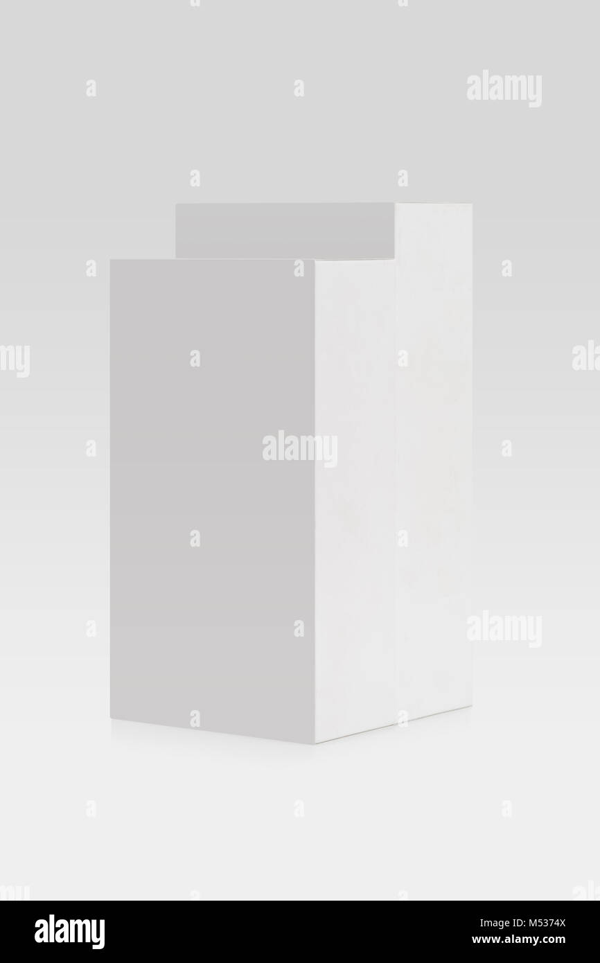 two white paper boxes isolated Stock Photo