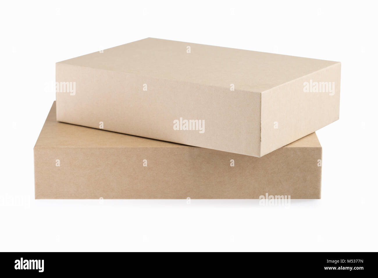 two brown paper boxes isolated Stock Photo