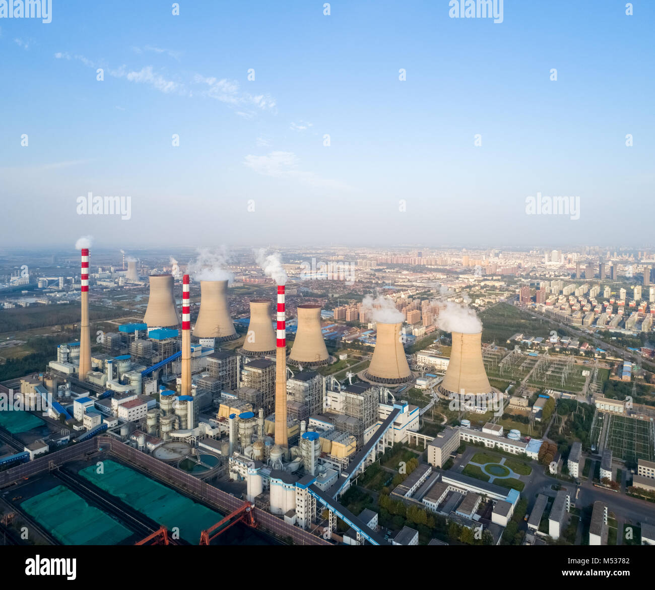 aerial view of thermal power plant Stock Photo