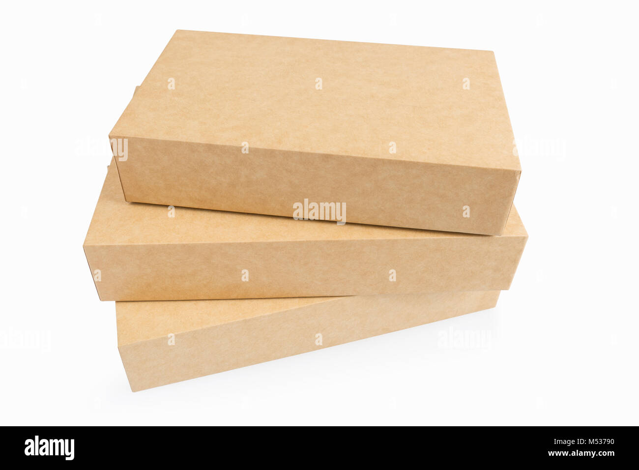 three kraft paper boxes isolated Stock Photo