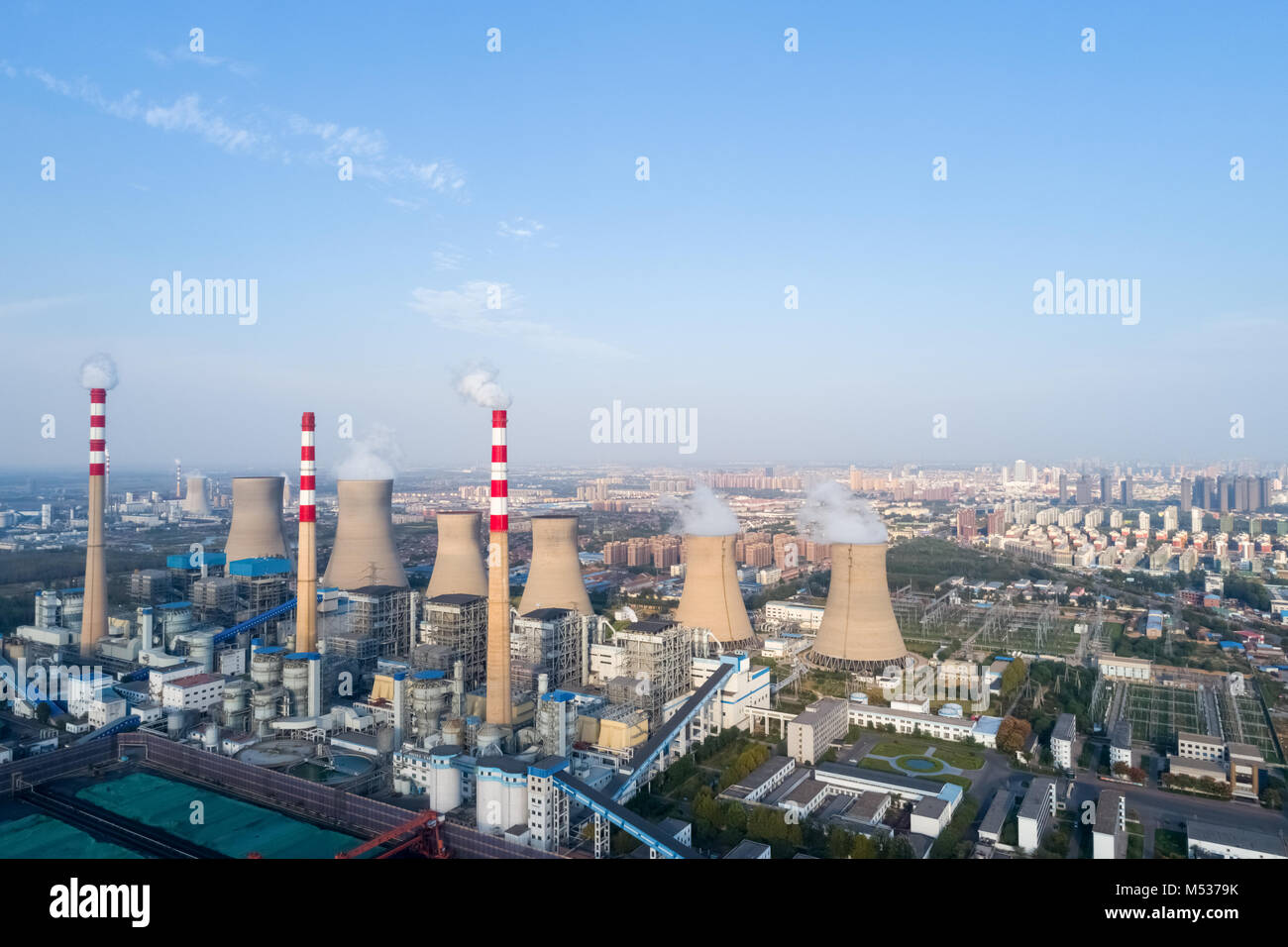 aerial view of thermal power plant Stock Photo