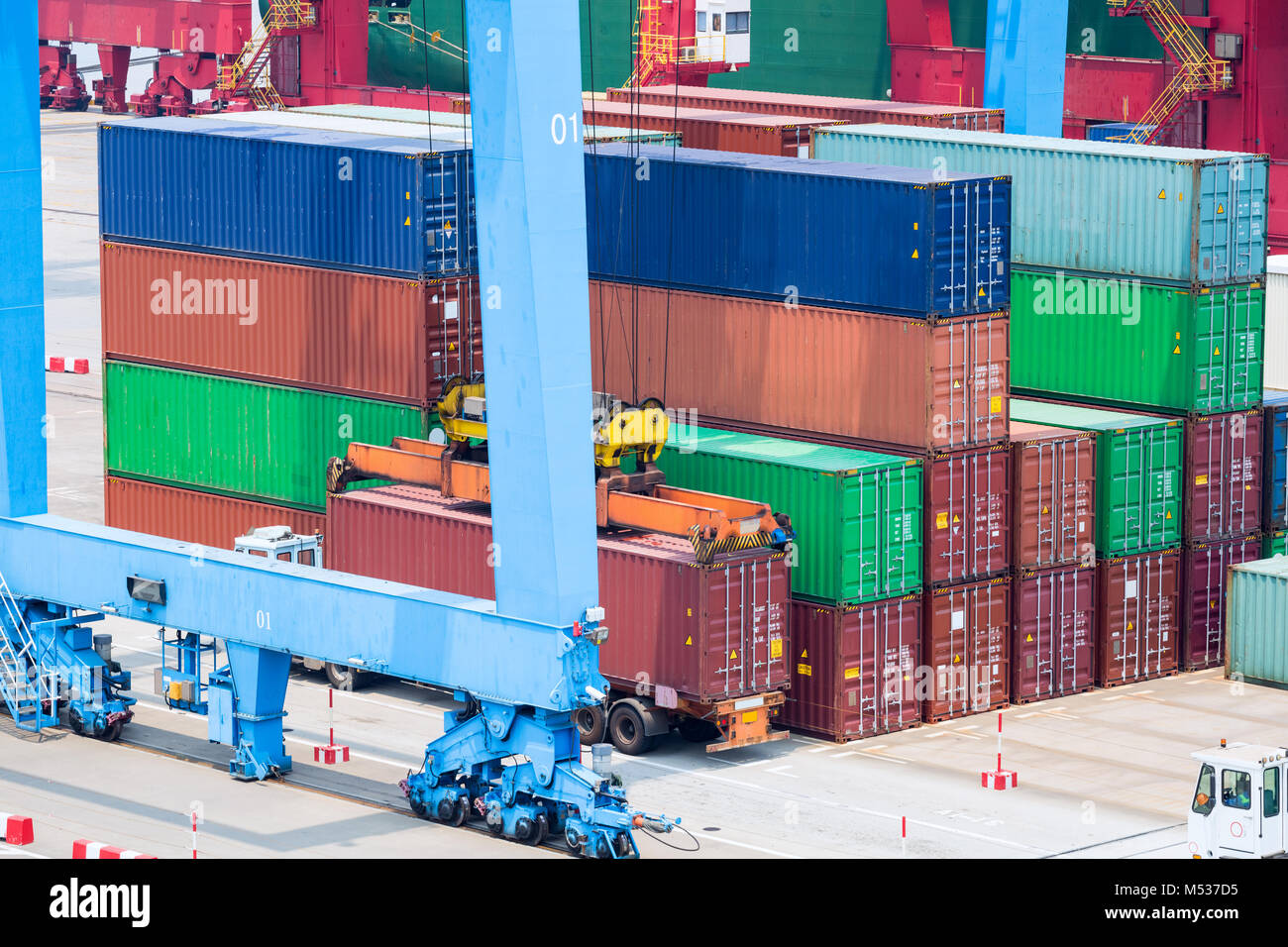 container yard closeup Stock Photo