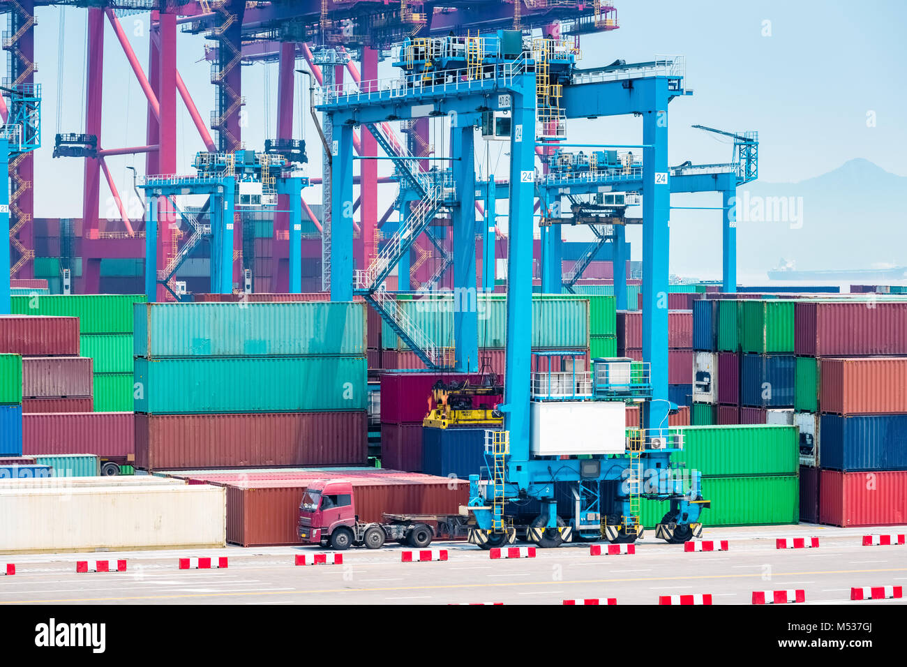 container port closeup Stock Photo