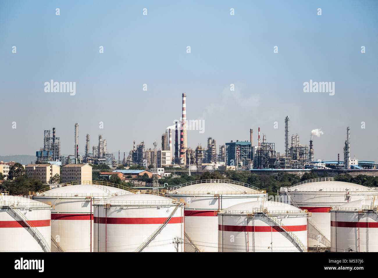 petrochemical complex and storage tanks Stock Photo Alamy