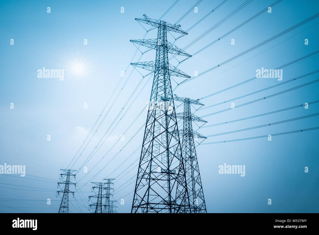electricity transmission closeup Stock Photo
