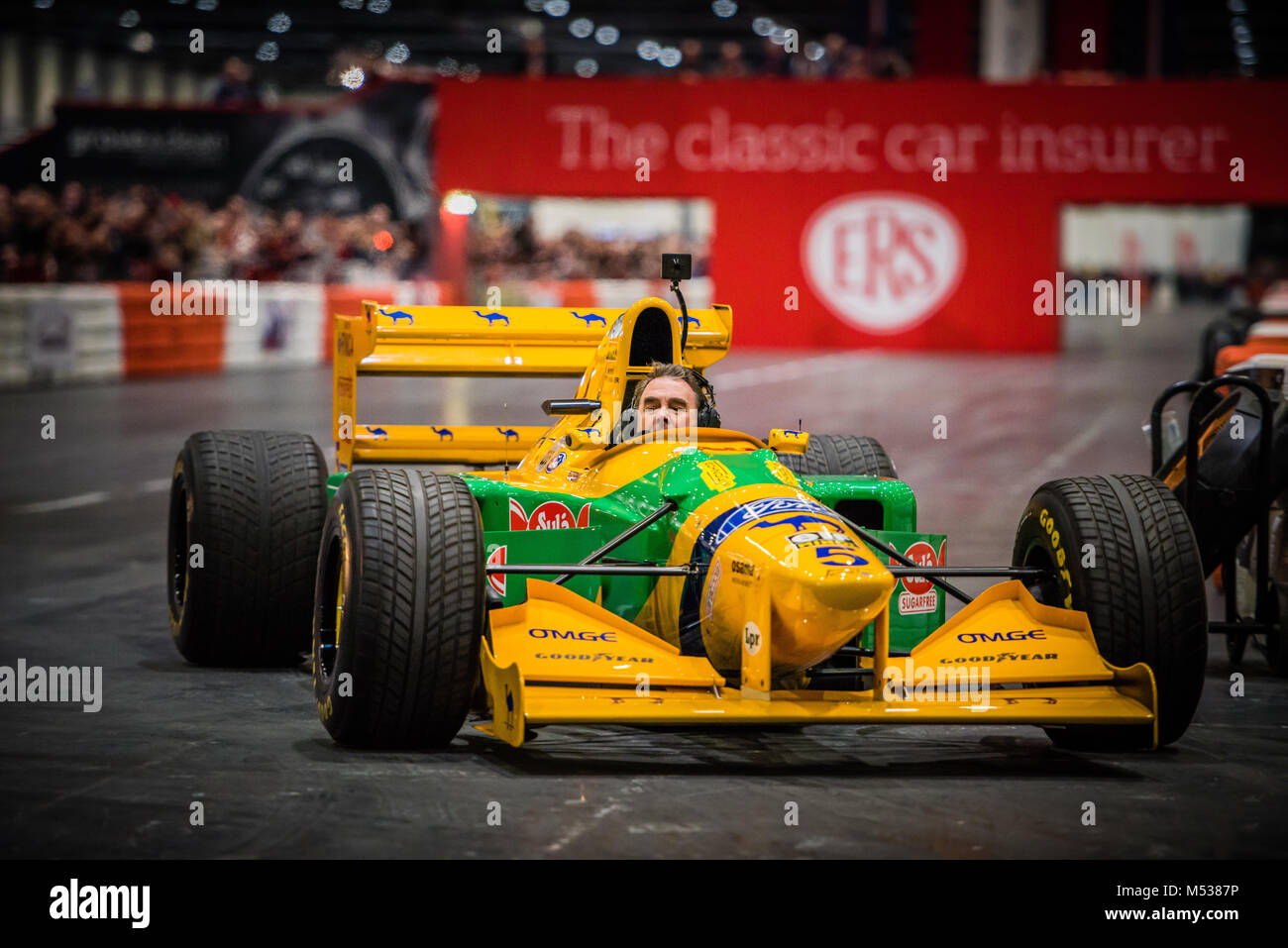 Nigel Mansell driving the Benetton 193B F1 car at The London Classic Car  Show & Historic Motorsport International Show at ExCel Stock Photo - Alamy