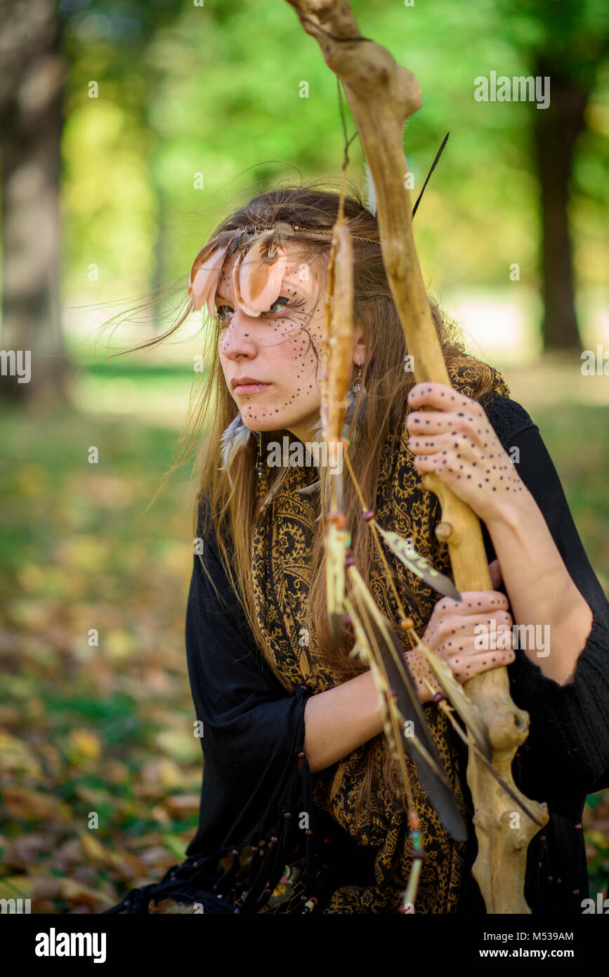 Tribe Rituals For Magic Shaman tribal woman casting ritual magic in nature Stock Photo - Alamy