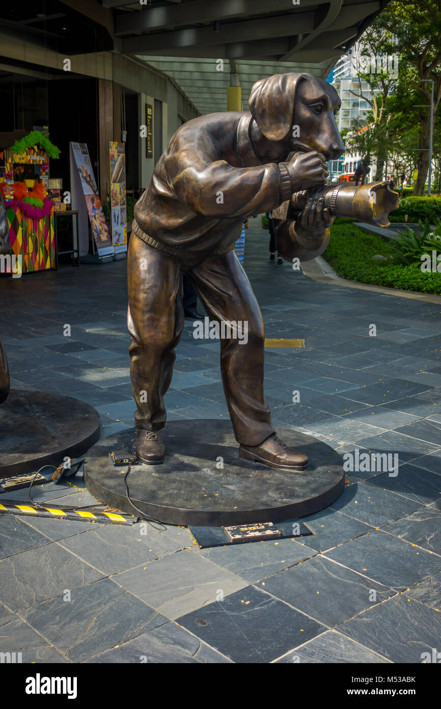 SINGAPORE, SINGAPORE FEBRUARY 01, 2018 Bronze sculpture named