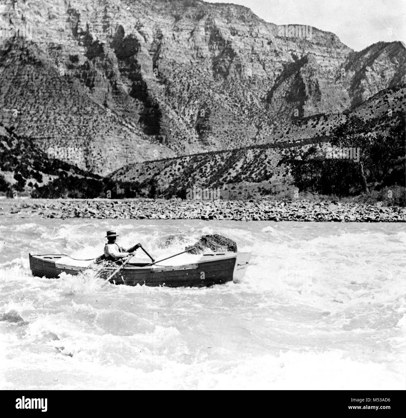 STONE EXPEDITION NATHANIEL GALLOWAY RUNNING RAPID BELOW SPLIT MOUNTAIN