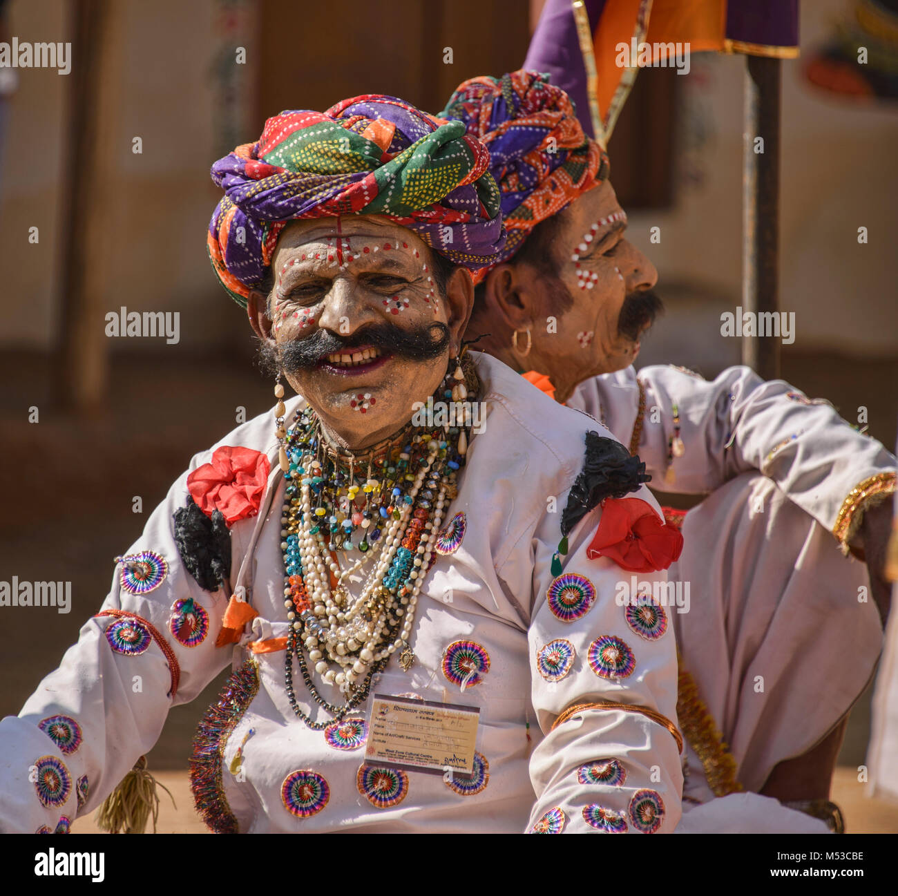 Rajasthani man with his colorful turban, Rajasthan, India Stock Photo