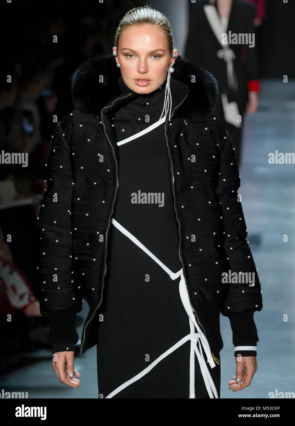 NEW YORK, NY - February 11, 2018: Romee Strijd walks the runway at the