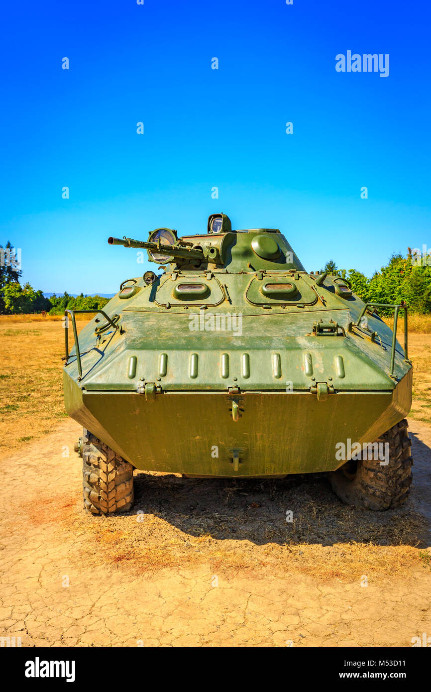 McMinnville, Oregon - August 21, 2017: Tank on exhibition at Evergreen Aviation & Space Museum. Stock Photo