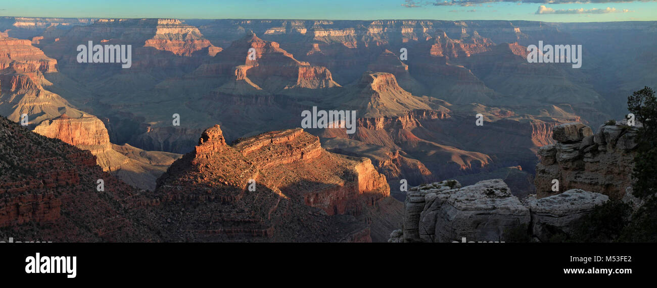 Grand Canyon National Park Sunrise October 19, 2014. Sunrise as seen from El Tovar Hotel Grand Canyon Stock Photo