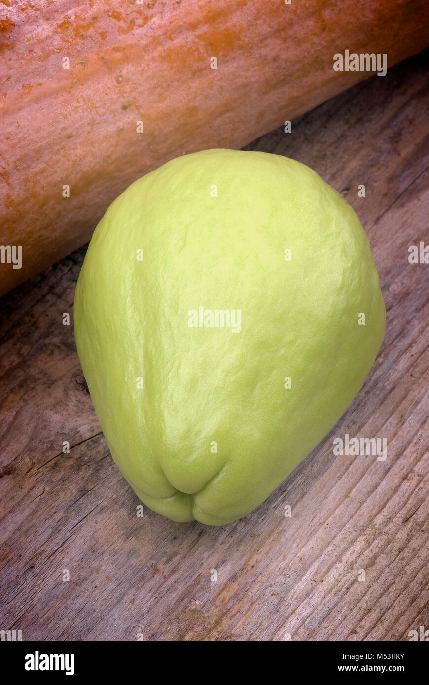 The chayote (Sechium edule) is a vegetable native to south america. Stock Photo