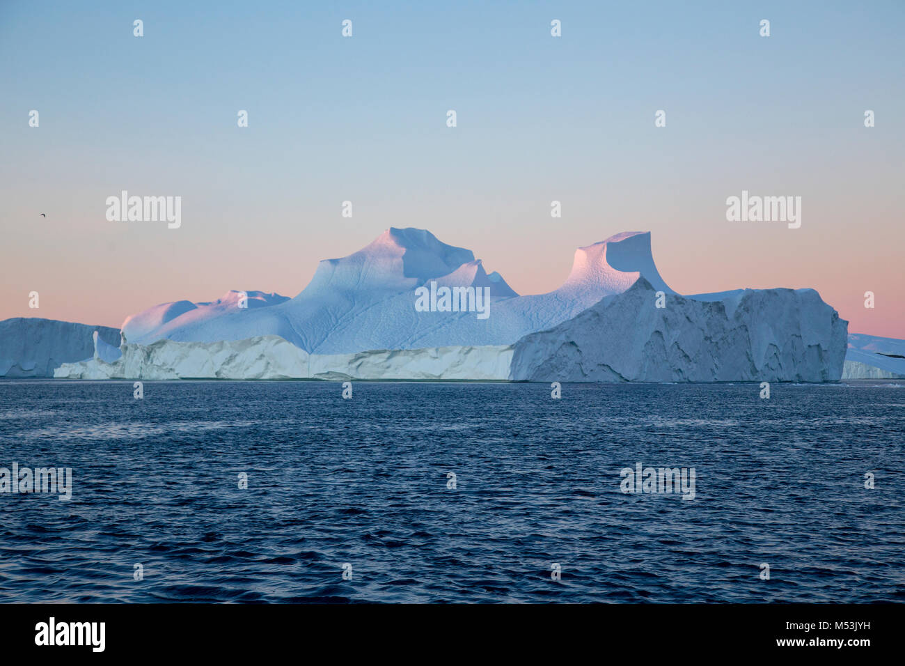 Icebergs from the icefjord, Ilulissat, Disko Bay, Greenland, Polar Region Stock Photo