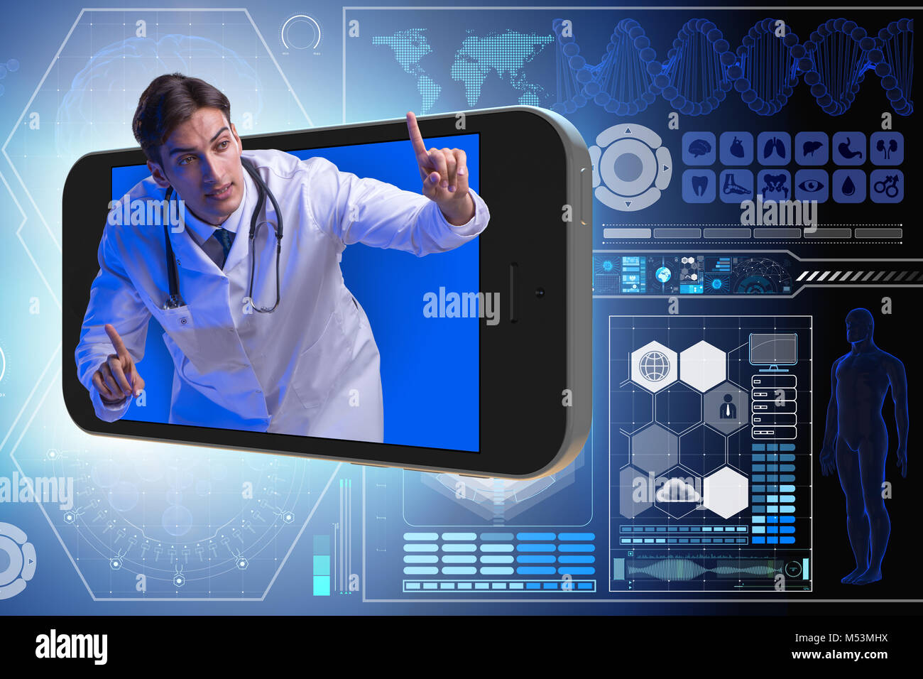 Telemedicine concept with doctor and smartphone Stock Photo - Alamy