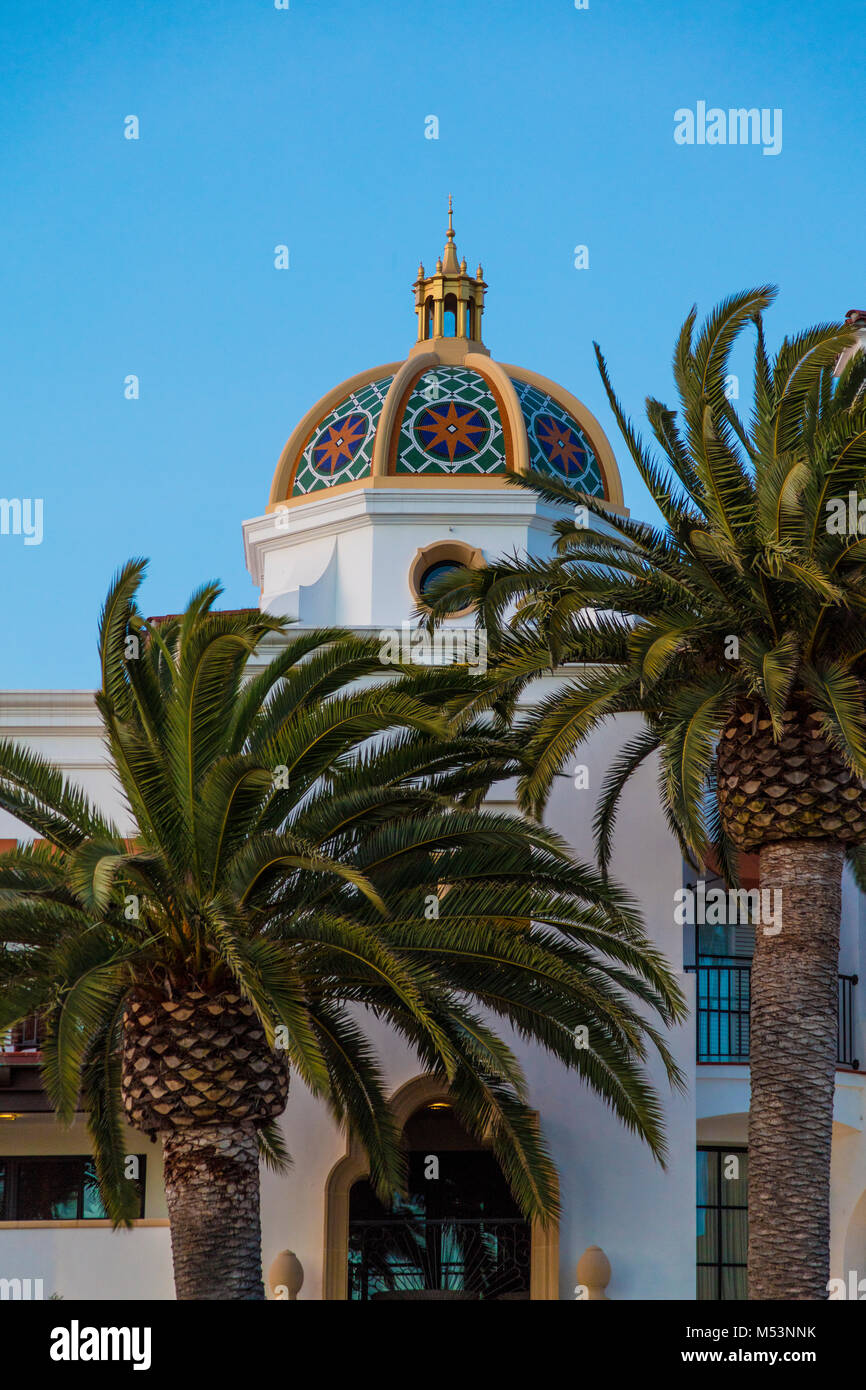 A detail shot of a dome of a hotel in Santa Barbara, California Stock Photo