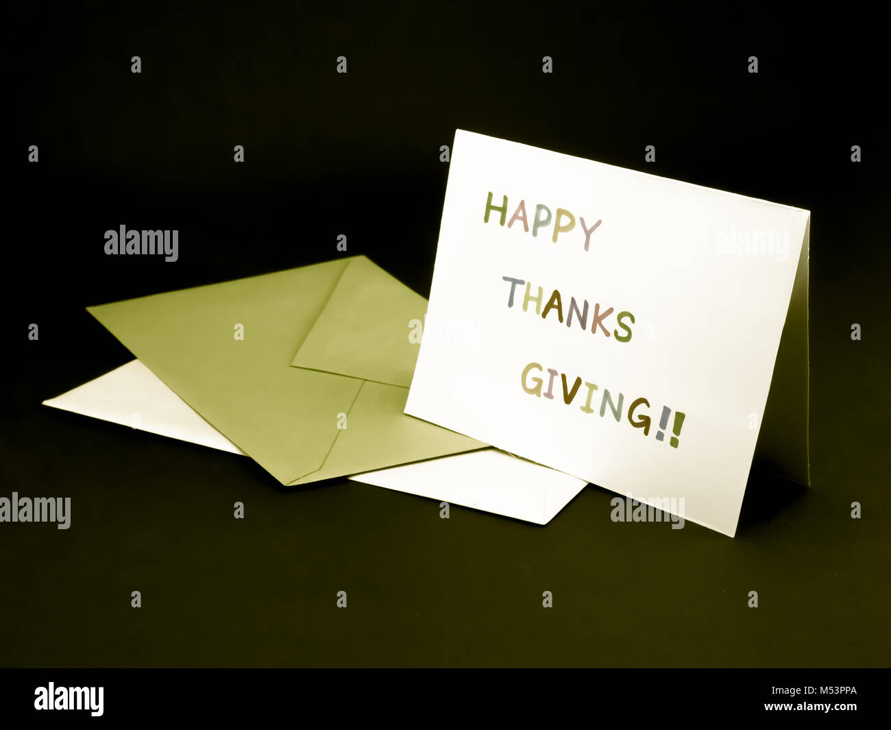 Message Card for Your Family and Friends; Happy Thanksgiving Stock Photo