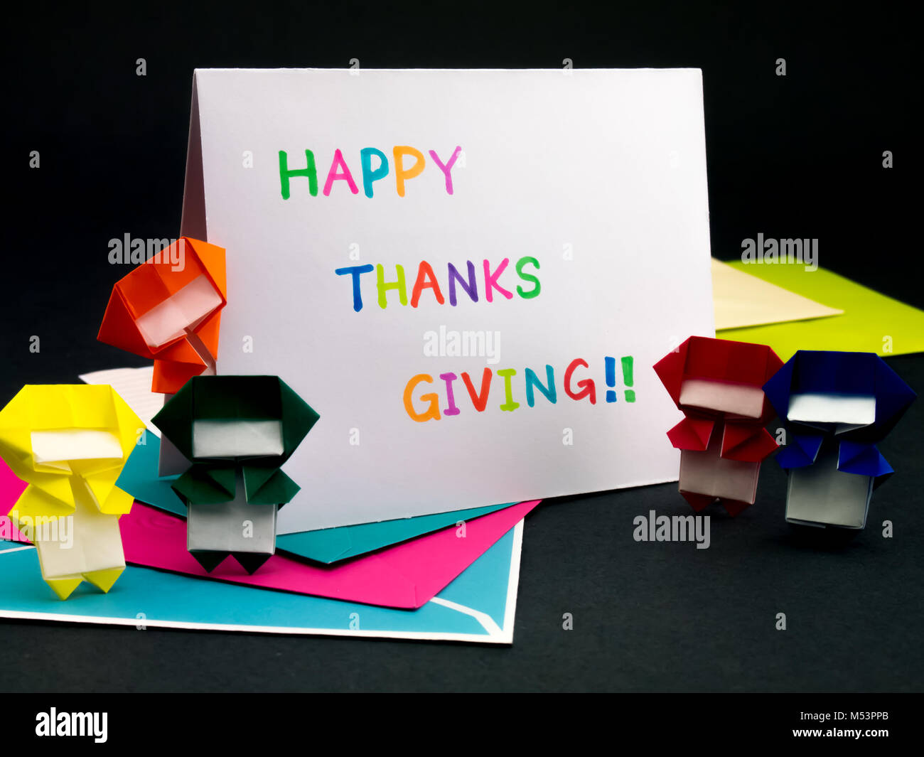 Message Card for Your Family and Friends; Happy Thanksgiving Stock Photo