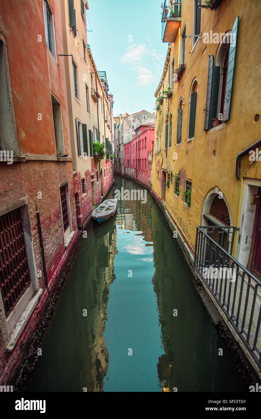 a beautiful canal view in the gorgous city of venice last summer in the holidays Stock Photo
