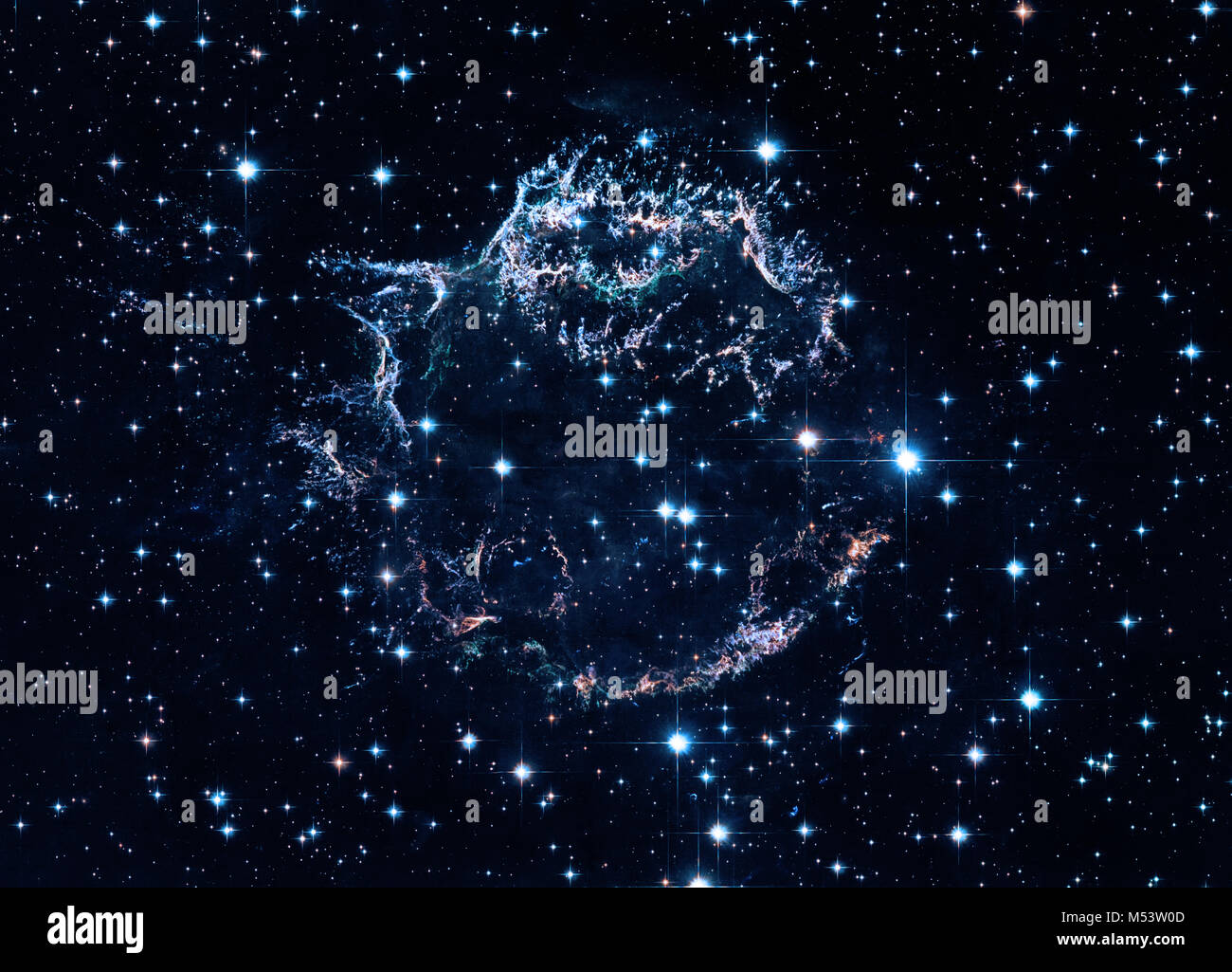 Remains of a supernova explosion. Cassiopeia A. Elements of this image furnished by NASA. Retouched image. Stock Photo