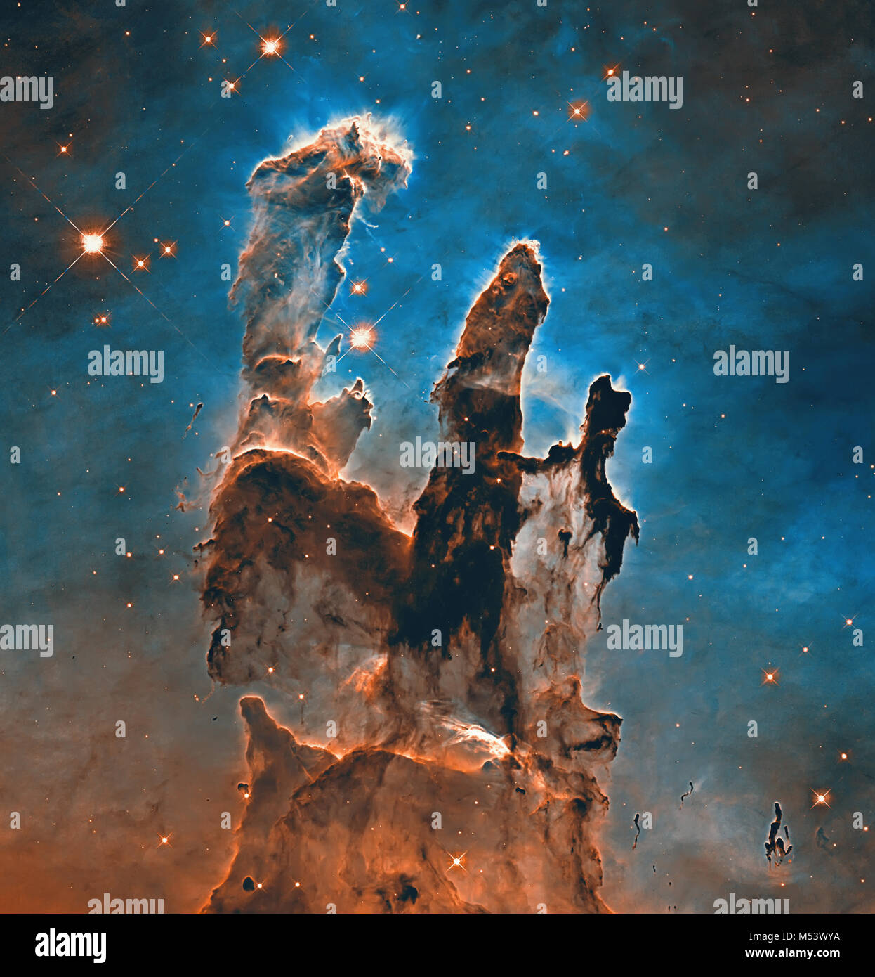 Pillars of Creation. Elements of this image furnished by NASA. Stock Photo