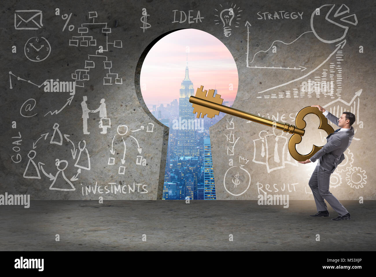 Key Of Success Concept with key to success illustration Stock Photo - Alamy