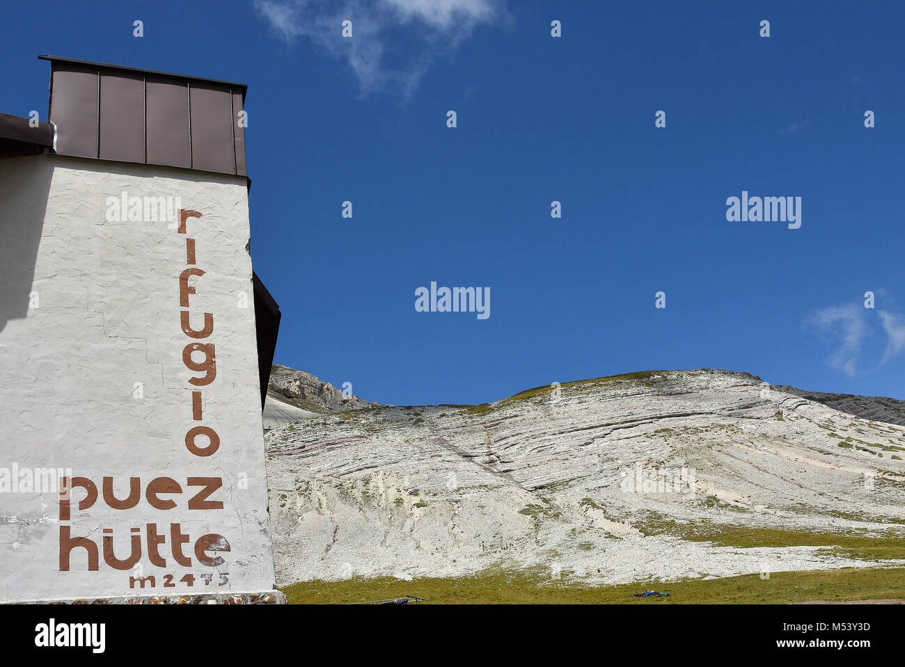 Dolomite Alps; South Tyrol; Italy; Puezgroup; Puezhut; Stock Photo