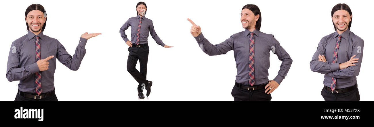 Young businessman in gray suit isolated on white Stock Photo - Alamy