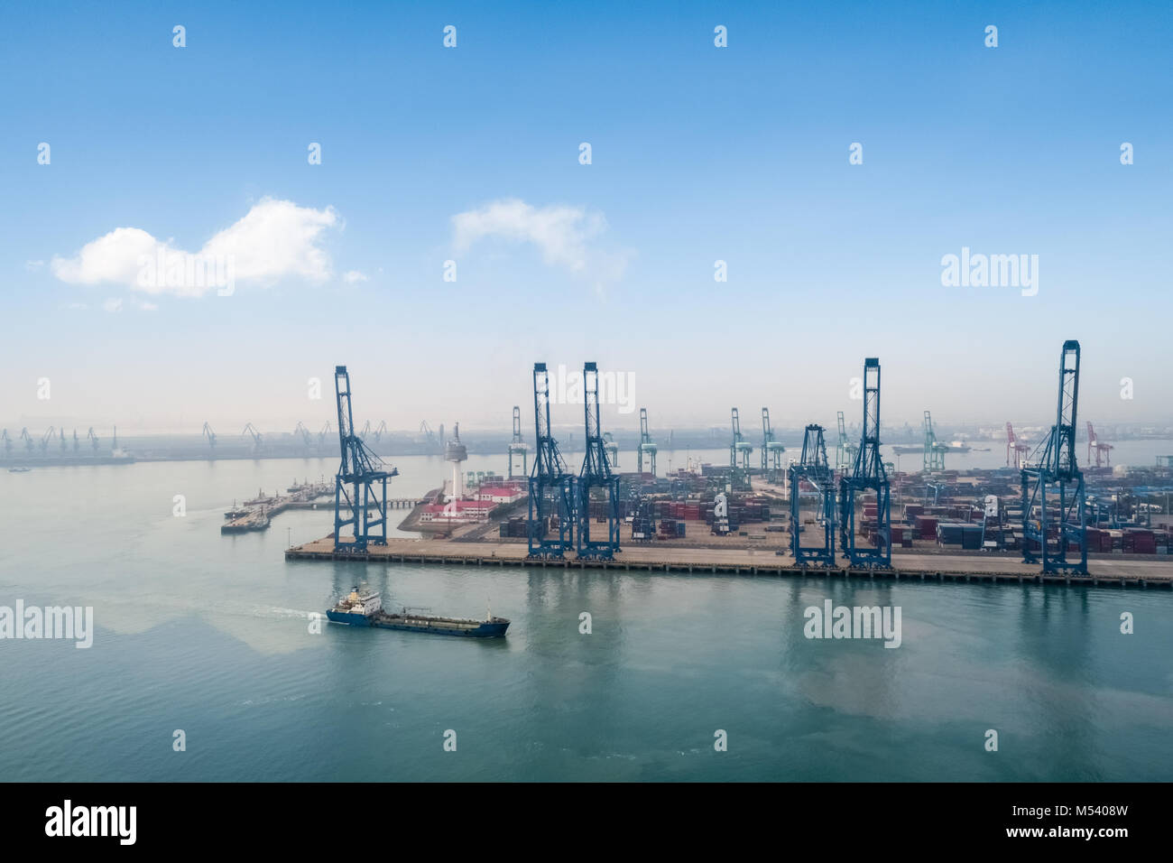 aerial view of container terminal Stock Photo