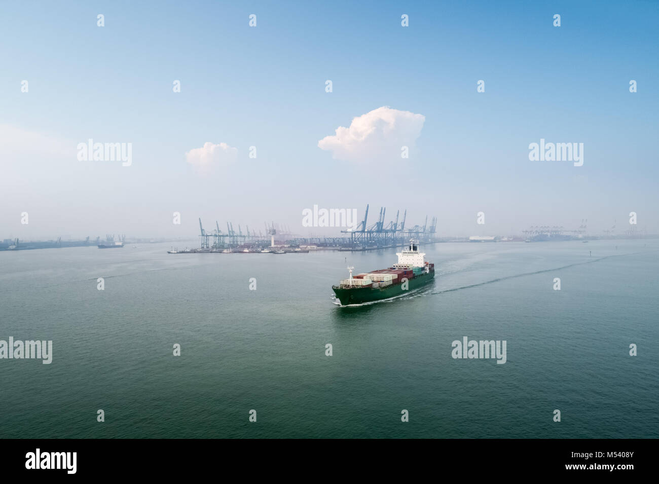 aerial view of tianjin port Stock Photo