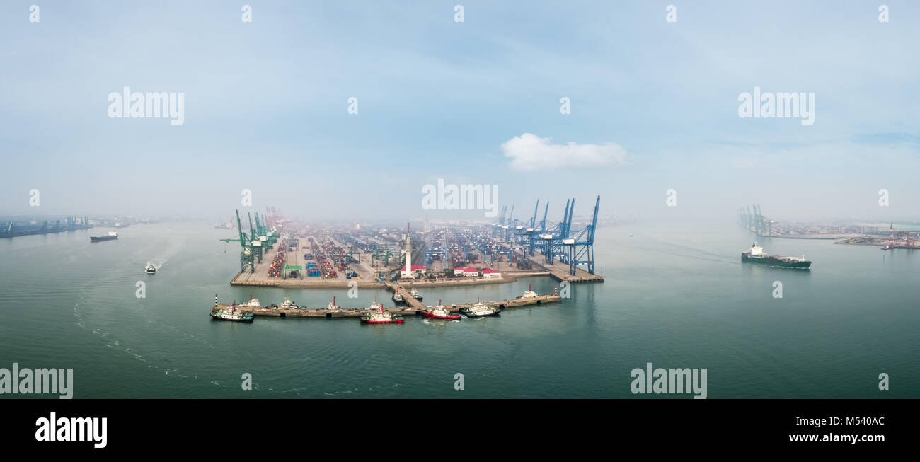 tianjin port panorama Stock Photo