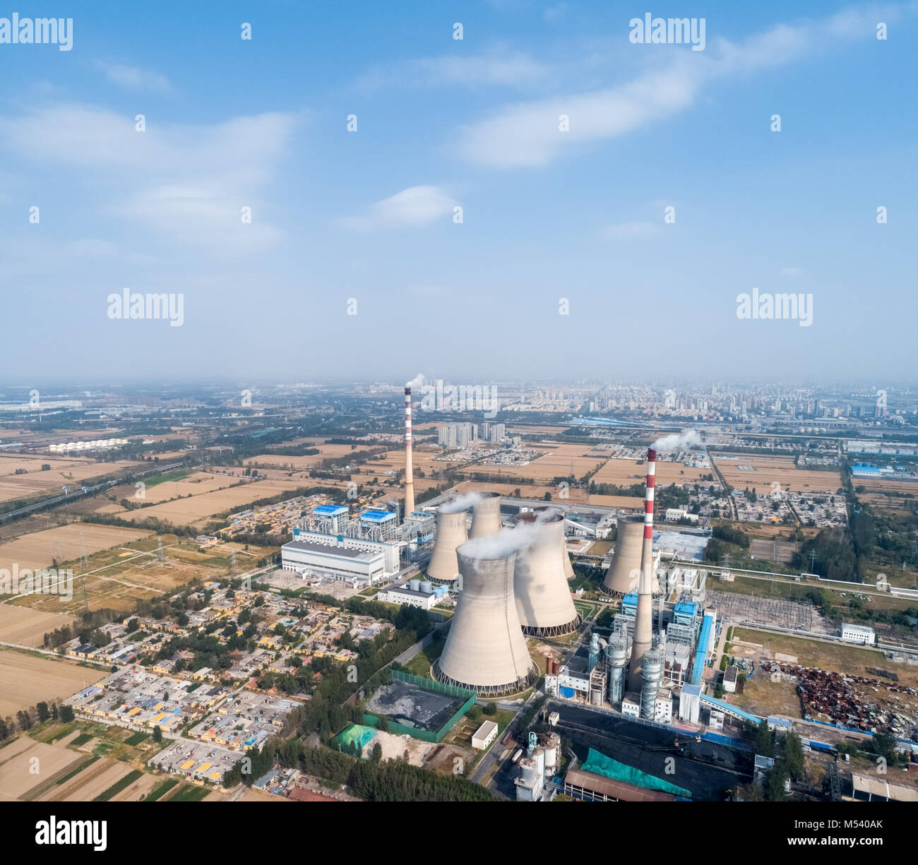 aerial view of thermal power plant Stock Photo