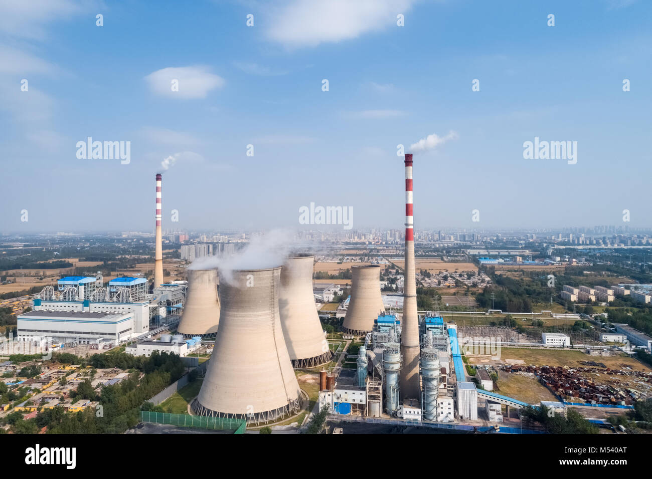 aerial view of thermal power plant Stock Photo
