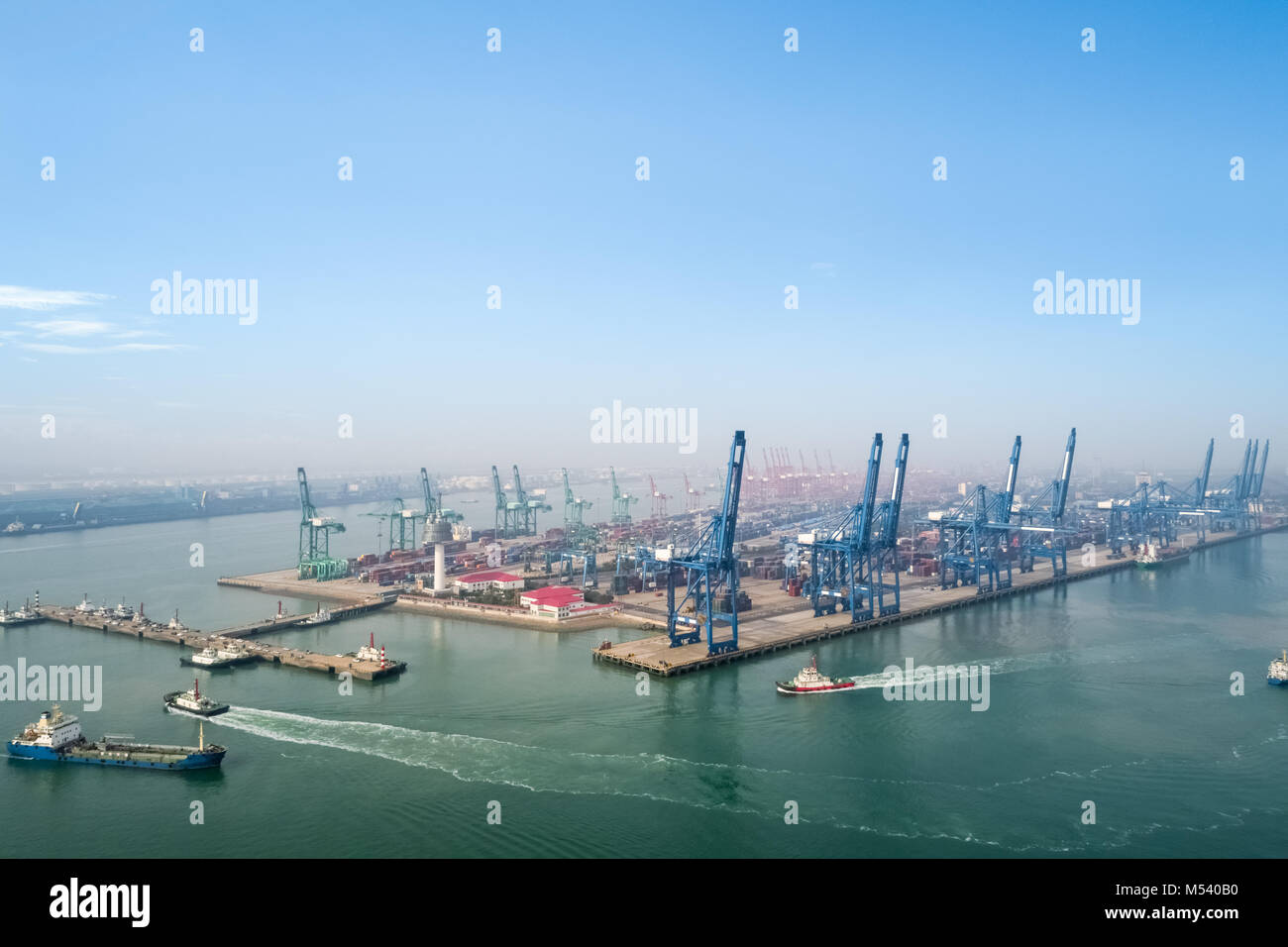 aerial view of tianjin port Stock Photo