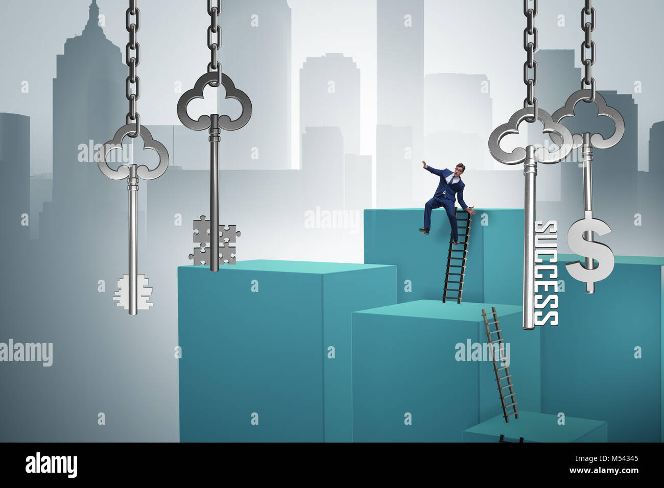 Businessman in key to financial success concept Stock Photo - Alamy