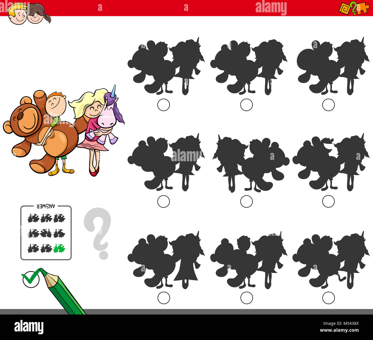 educational shadow game with kids and toys Stock Photo - Alamy