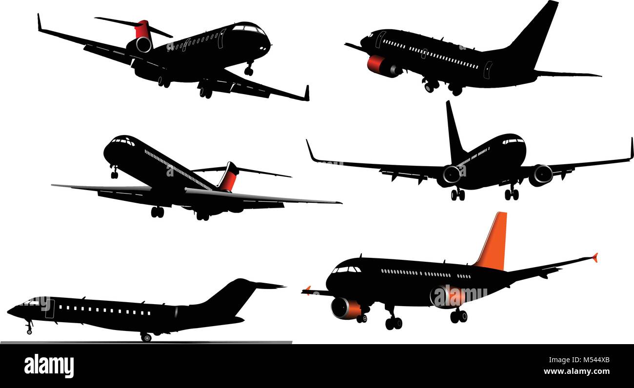Six Airplane silhouettes . Vector illustration for designers Stock ...