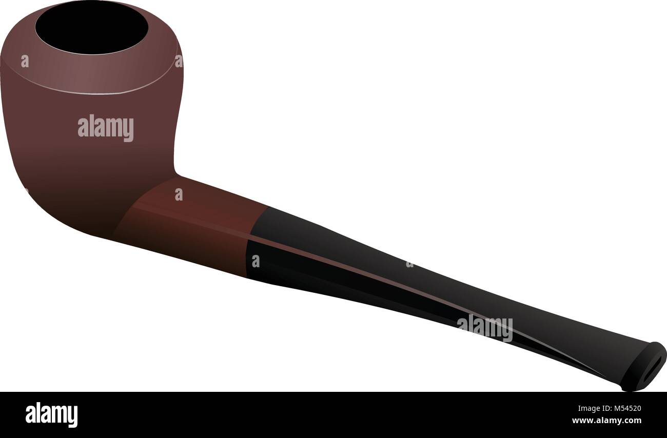 Smoking brown pipe on isolated white background. Vector illustration Stock Vector