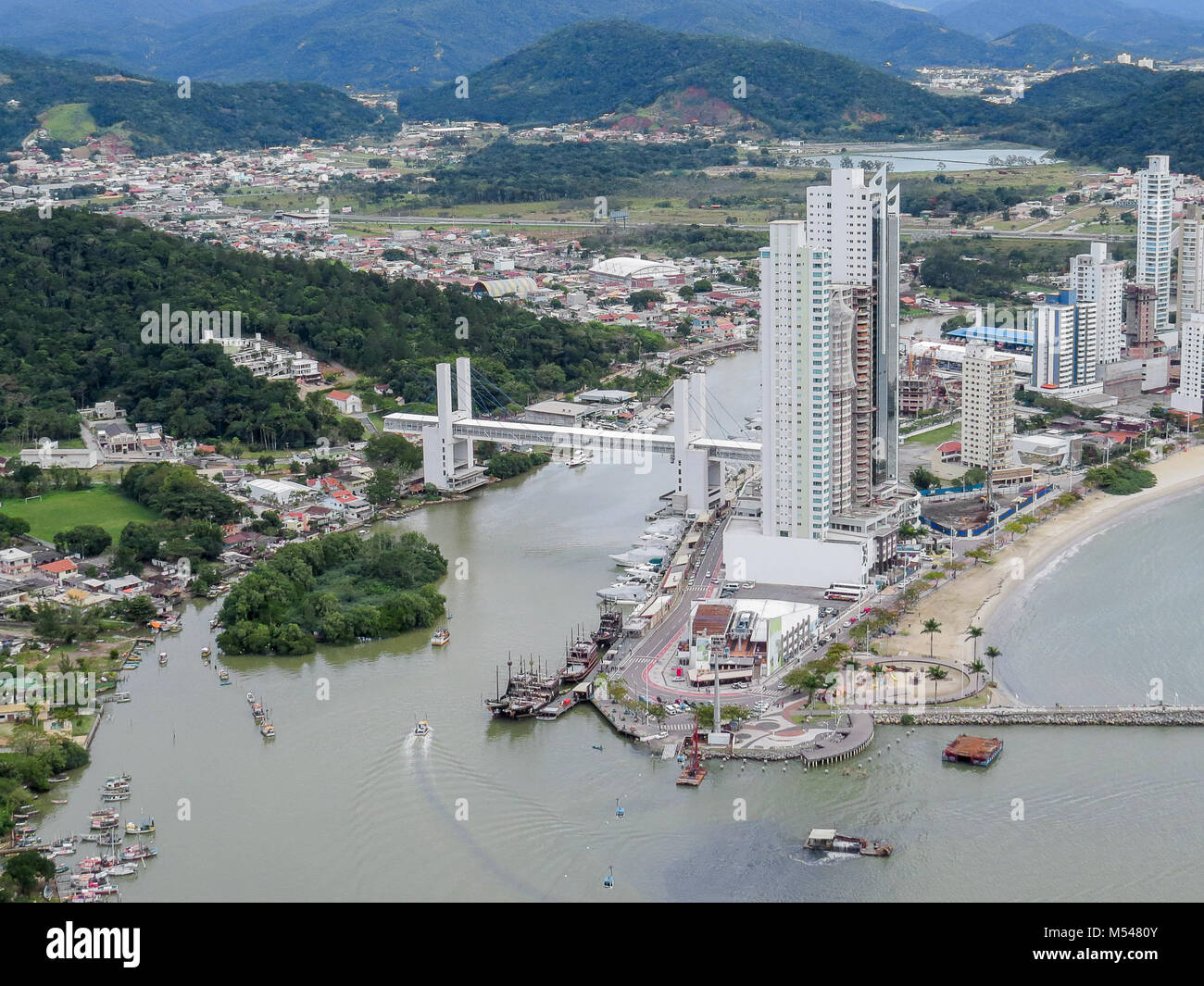 Aerial view sunny seaside town hi-res stock photography and images - Alamy