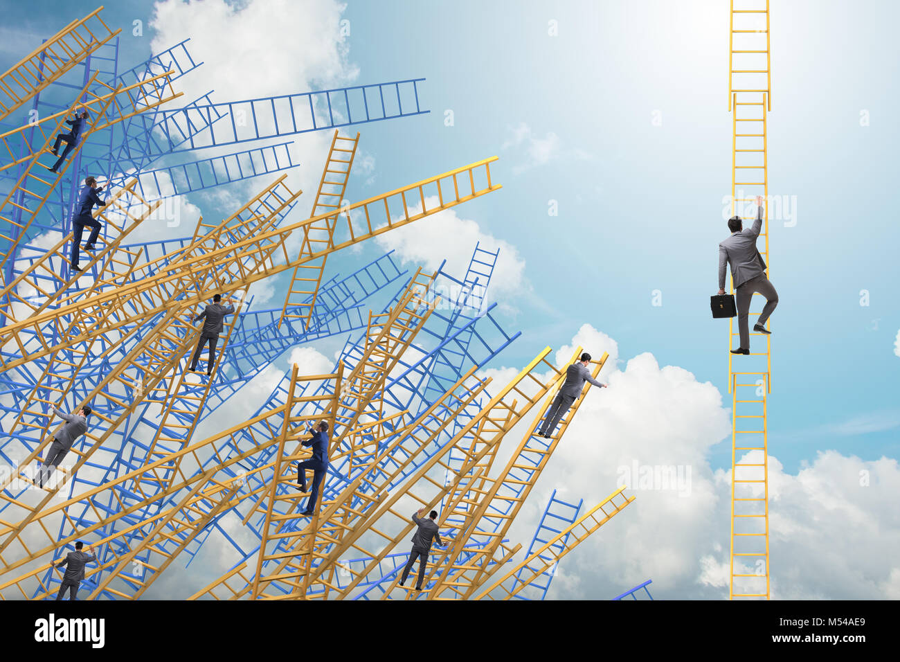 Businessman climbing career ladder in business concept Stock Photo - Alamy