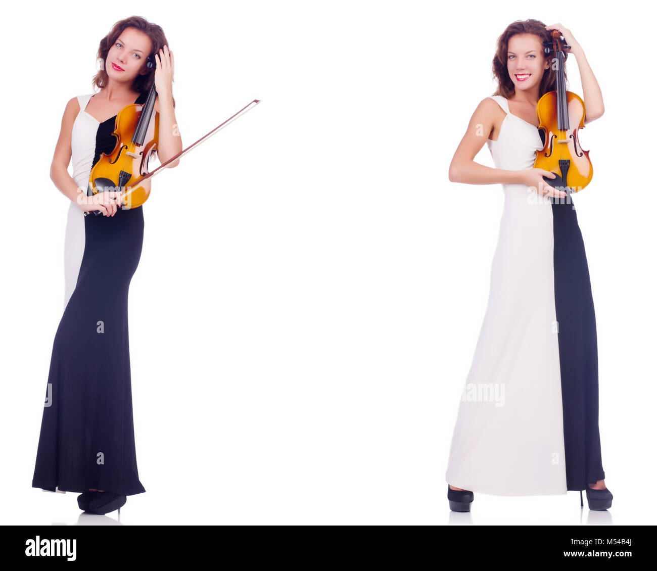 Woman playing violin isolated on white background Stock Photo - Alamy