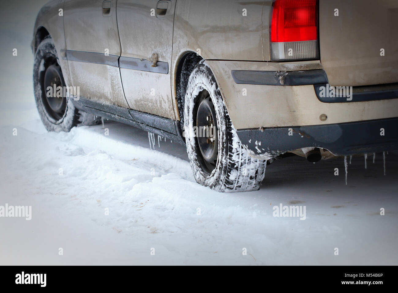 Car On Icy Road High Resolution Stock Photography and Images Alamy