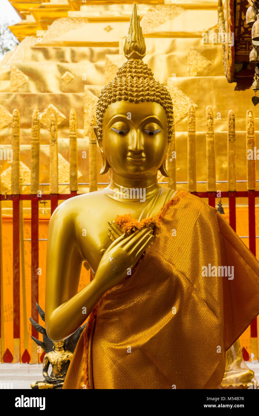 Buddha golden Statue in Doi Suthep Temple Stock Photo - Alamy