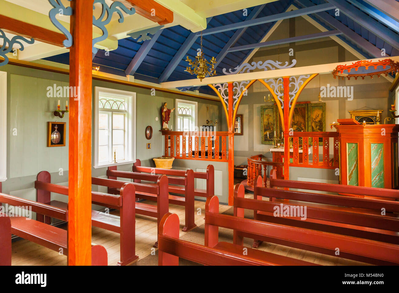 iceland skogar museum church interiors Stock Photo