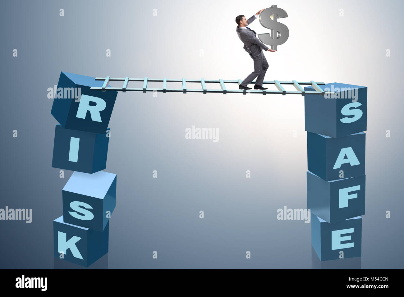 Businessman in risk and reward business concept Stock Photo - Alamy