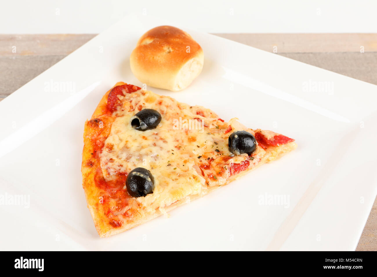 pizza with olives and salami Stock Photo