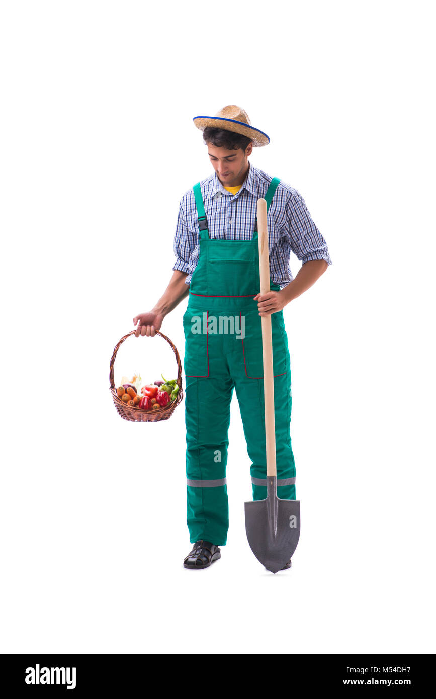 Young Farmer Isolated On The White Background Stock Photo - Alamy