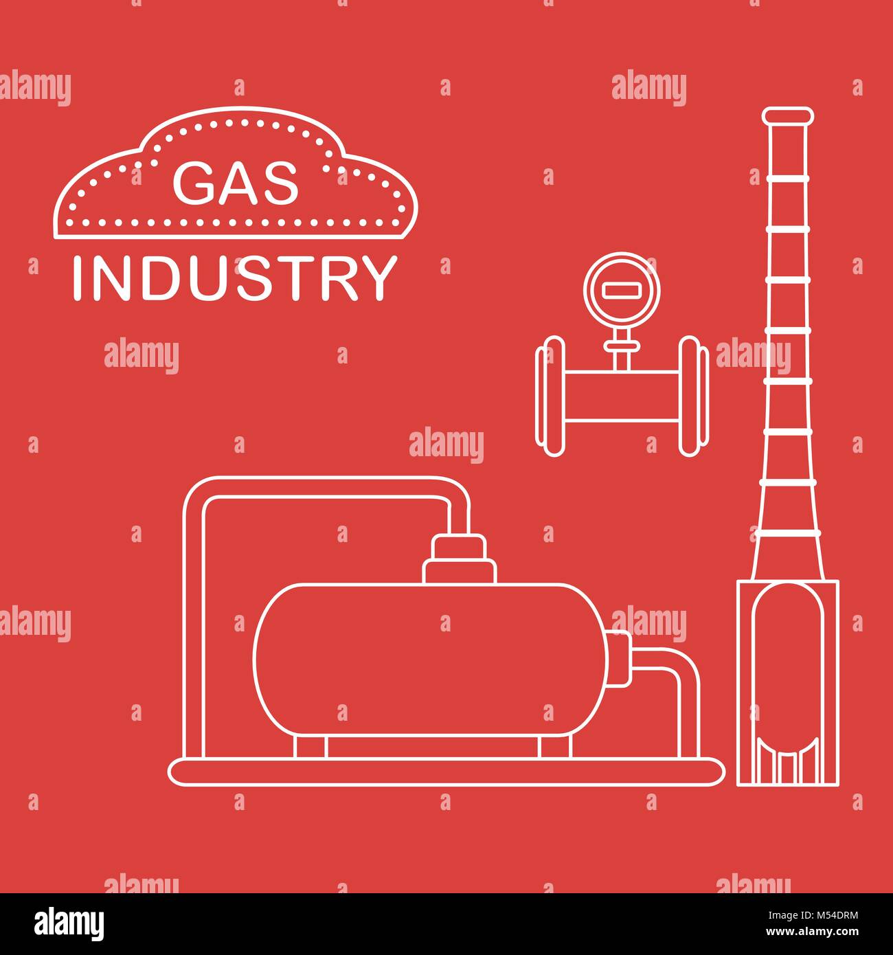 Gas processing plant. Industrial gas meter. Design for announcement